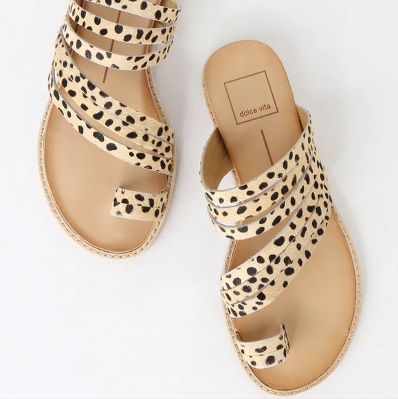 Dolce Vita Shoes - NWOT Dolce Vita Nelly Leopard Calf Hair Slide Sandals Sz 8